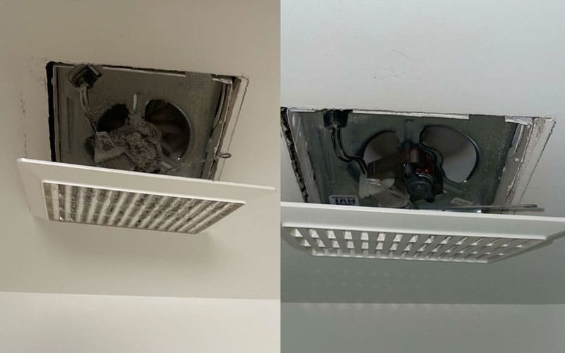 Professional air duct cleaning process in Catalina Arizona home showing technician cleaning HVAC system